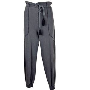 7 for all Mankind  High Paper Bag Waist Tasseled Distressed Jogger